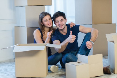 Packed boxes and furniture ready for local removals in East Dulwich